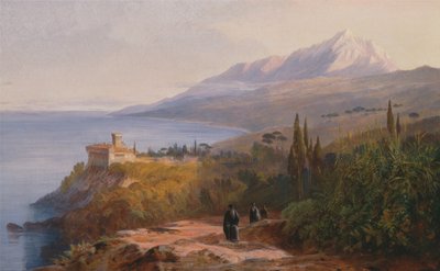 Monte Athos y el Monasterio de Stavroniketes de Edward Lear